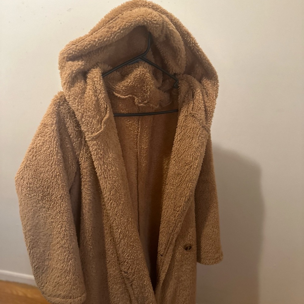 Cozy Tan Hooded Teddy Coat